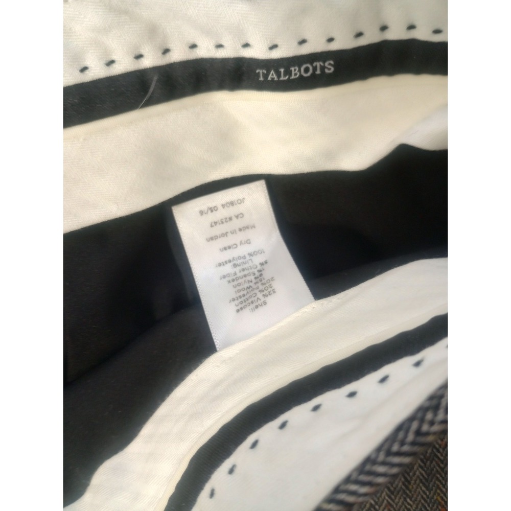 Talbots Petite Trousers Raleigh Herringbone Tweed Wool Blend Womens 14P Lined - Picture 8 of 10